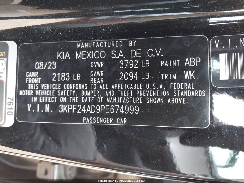 2023 KIA FORTE LXS - 3KPF24AD9PE674999