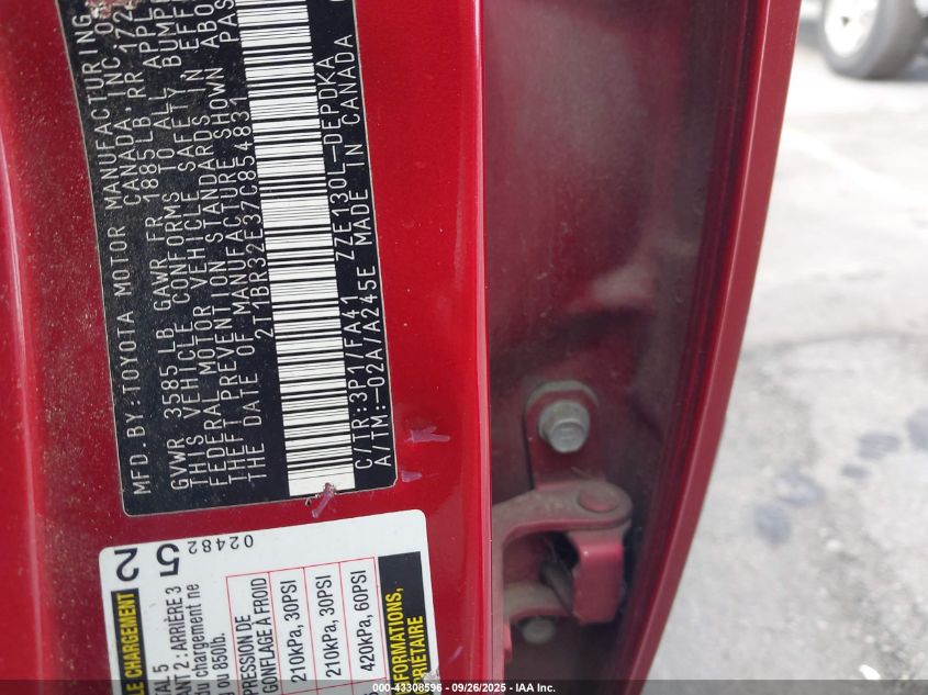 2007 Toyota Corolla Ce VIN: 2T1BR32E37C854831 Lot: 43308596