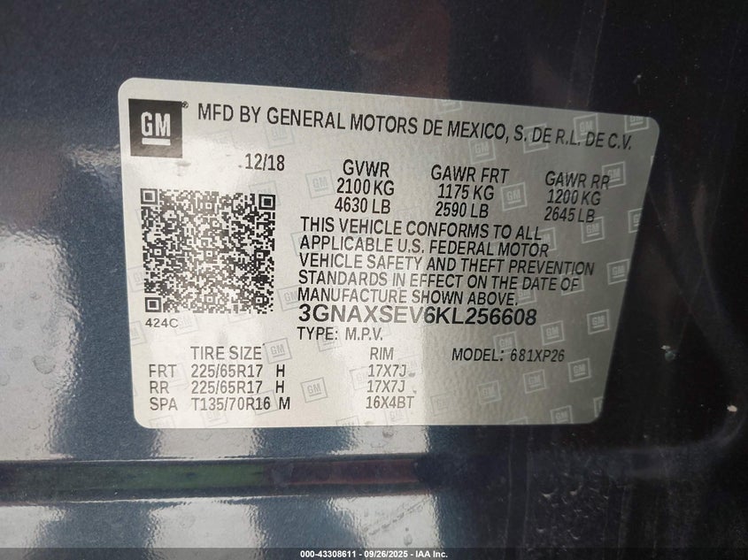 2019 CHEVROLET EQUINOX LS - 3GNAXSEV6KL256608