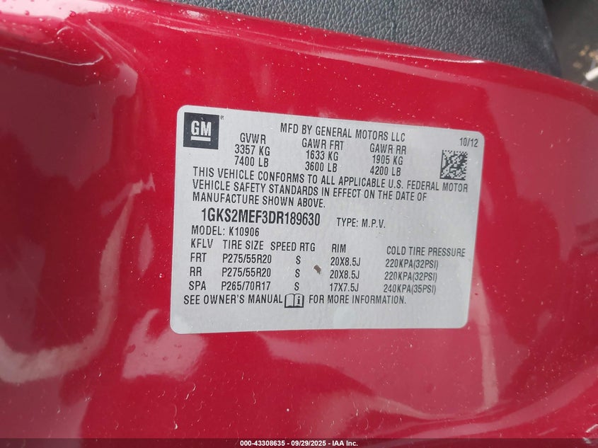 2013 GMC YUKON XL 1500 DENALI - 1GKS2MEF3DR189630