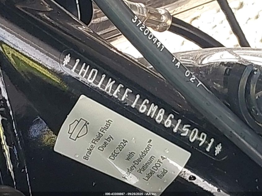 2021 Harley-Davidson Flhtk VIN: 1HD1KEF16MB615091 Lot: 43308867