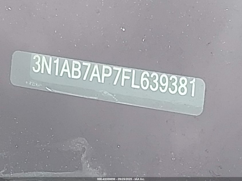 2015 Nissan Sentra Fe+ S/S/Sl/Sr/Sv VIN: 3N1AB7AP7FL639381 Lot: 43308898