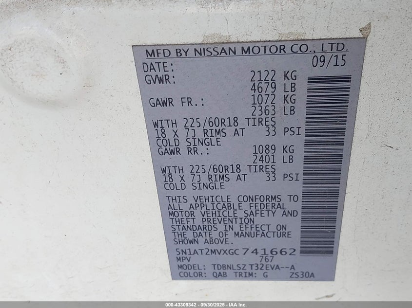 2016 NISSAN ROGUE SL - 5N1AT2MVXGC741662