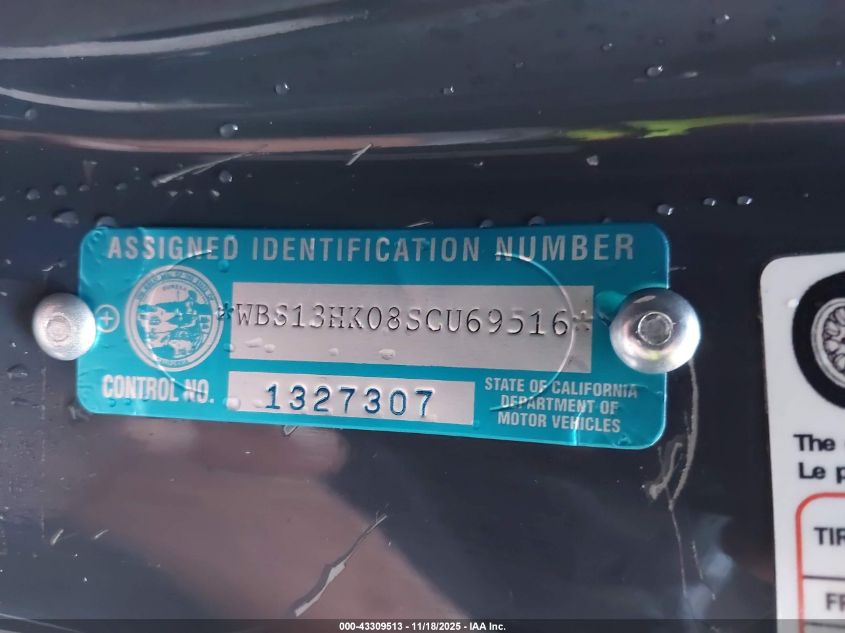 2025 BMW M4 VIN: WBS13HK08SCU69516 Lot: 43309513