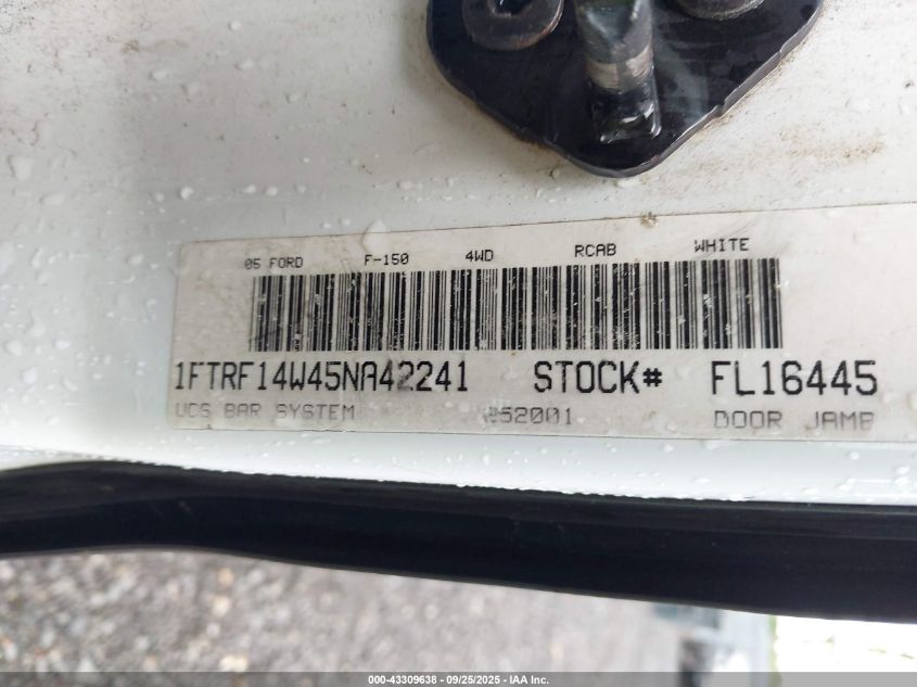 2005 Ford F-150 Stx/Xl/Xlt VIN: 1FTRF14W45NA42241 Lot: 43309638