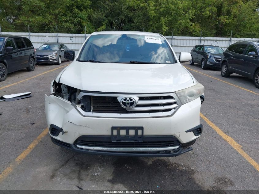 2013 Toyota Highlander Base V6 VIN: 5TDBK3EH0DS225394 Lot: 43309655