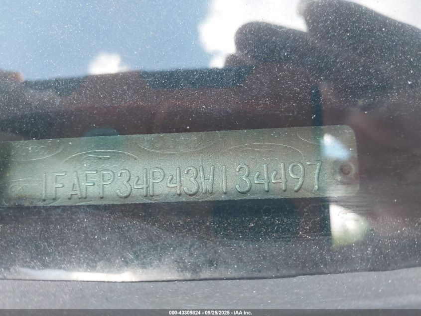 2003 Ford Focus Se VIN: 1FAFP34P43W134497 Lot: 43309824