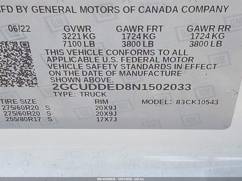 2022 CHEVROLET SILVERADO 1500 4WD  STANDARD BED LT - 2GCUDDED8N1502033