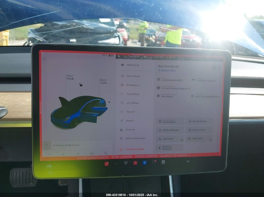 2018 Tesla Model 3 Long Range/Mid Range VIN: 5YJ3E1EA8JF041873 Lot: 43310018