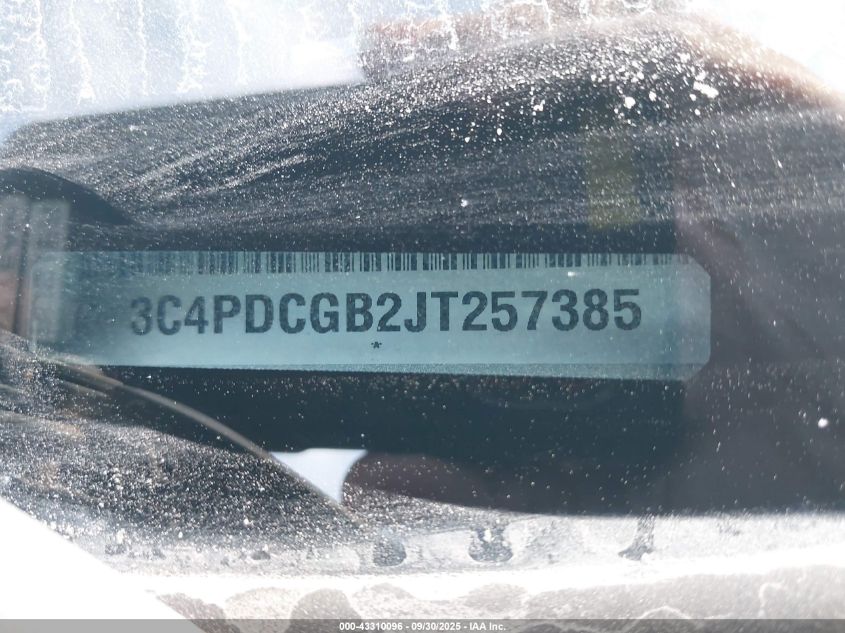 2018 Dodge Journey Crossroad VIN: 3C4PDCGB2JT257385 Lot: 43310096