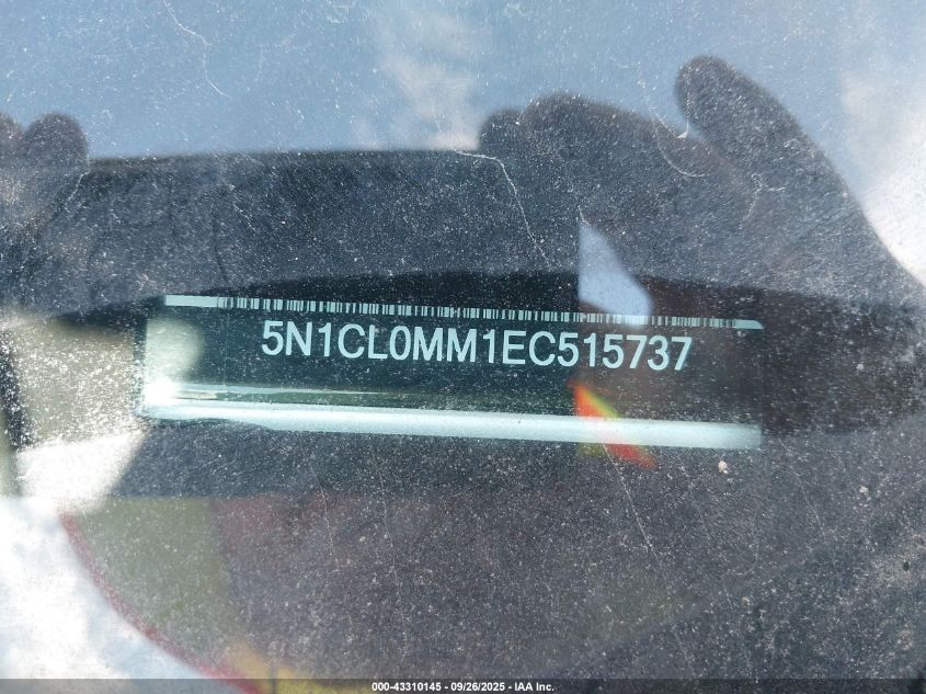 2014 Infiniti Qx60 Hybrid VIN: 5N1CL0MM1EC515737 Lot: 43310145