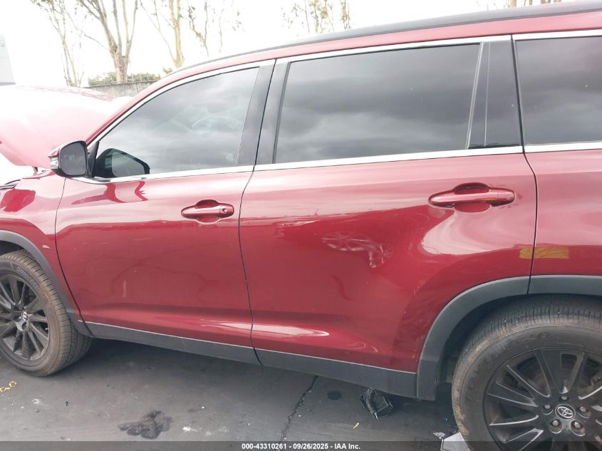 2019 Toyota Highlander Se VIN: 5TDKZRFH7KS348958 Lot: 43310261