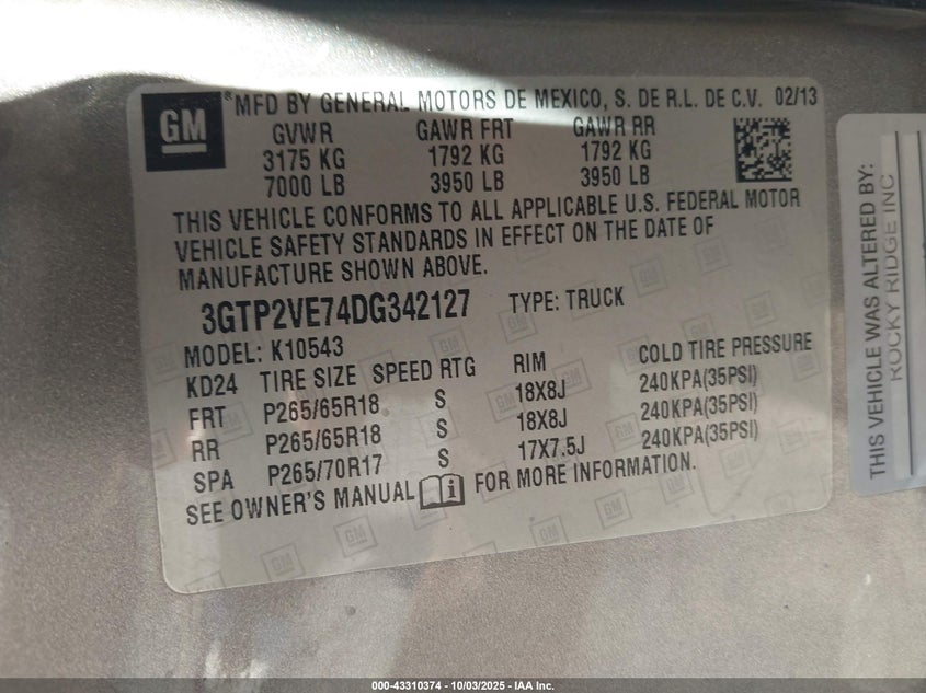 2013 GMC SIERRA 1500 SLE - 3GTP2VE74DG342127