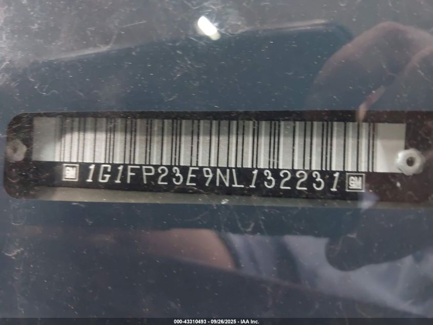 1992 Chevrolet Camaro Rs VIN: 1G1FP23E9NL132231 Lot: 43310493