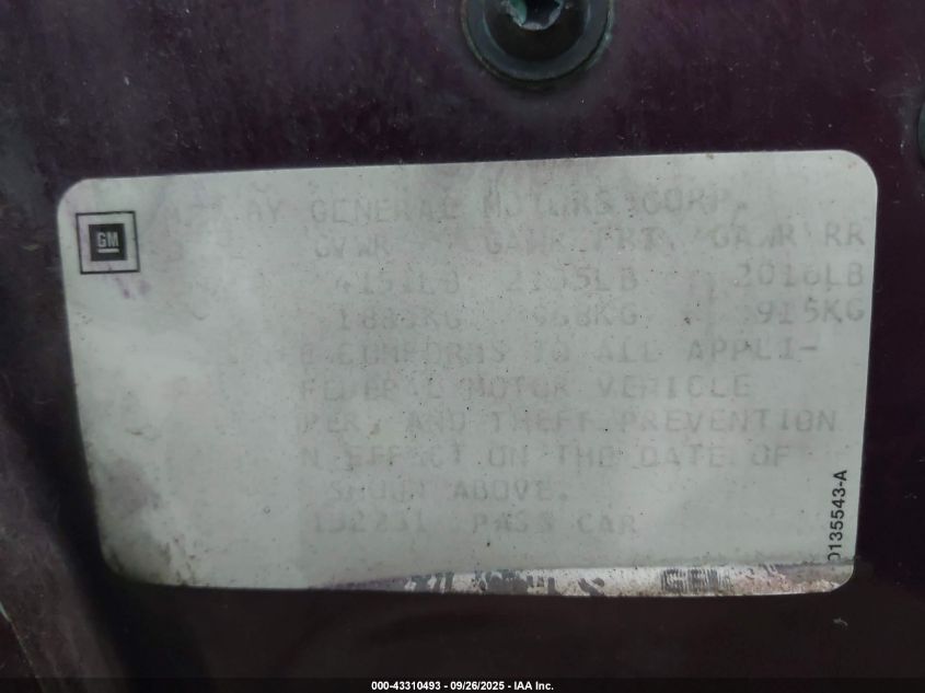 1992 Chevrolet Camaro Rs VIN: 1G1FP23E9NL132231 Lot: 43310493