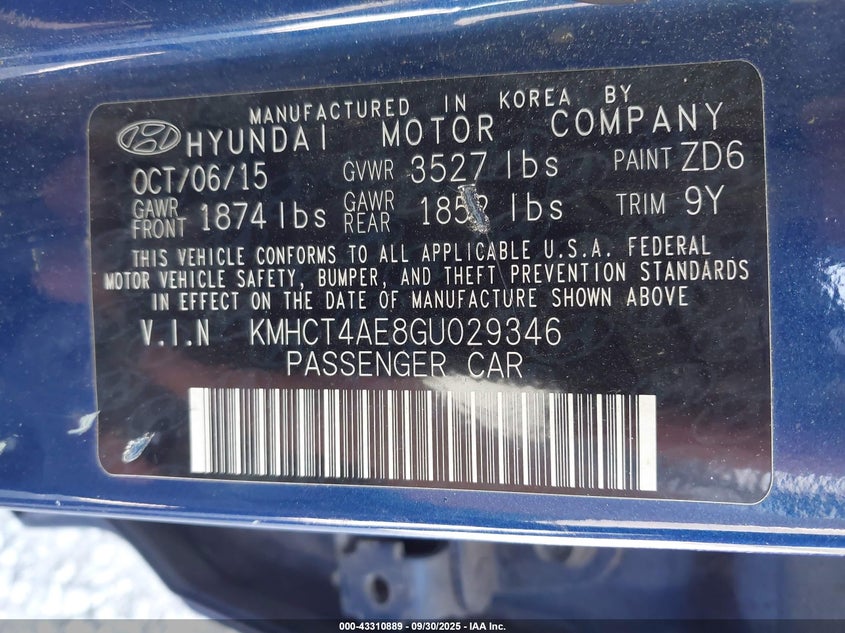 2016 HYUNDAI ACCENT SE - KMHCT4AE8GU029346