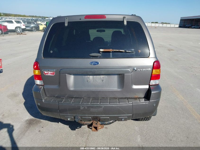 2006 Ford Escape Hybrid VIN: 1FMCU96H36KA74797 Lot: 43310962