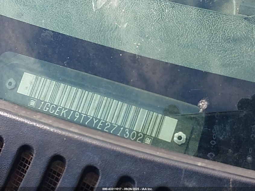 2000 Chevrolet Silverado 1500 Lt VIN: 1GCEK19T7YE271302 Lot: 43311017