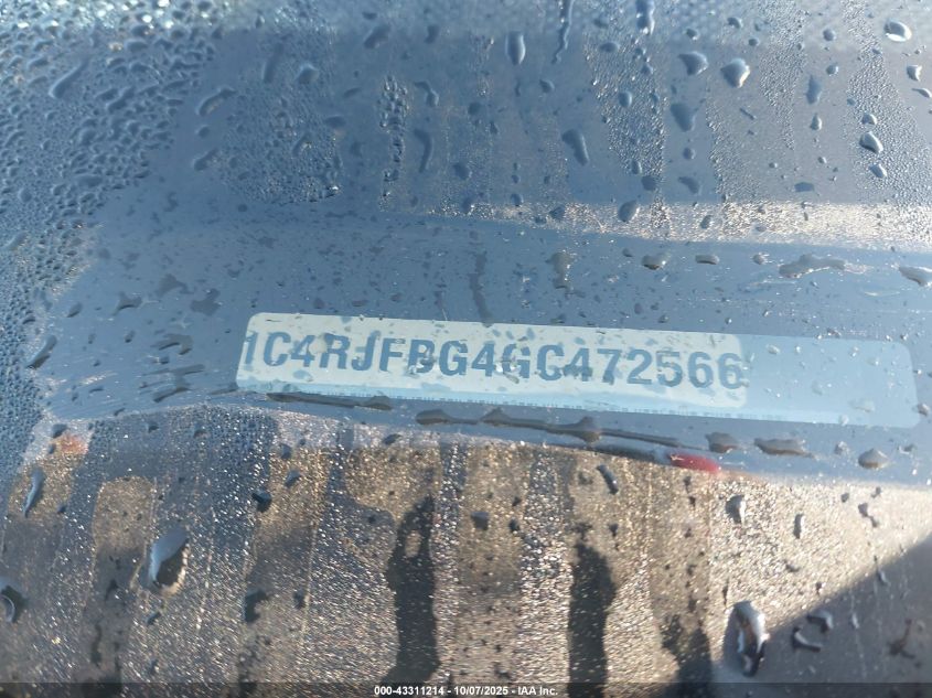 2016 Jeep Grand Cherokee Limited VIN: 1C4RJFBG4GC472566 Lot: 43311214