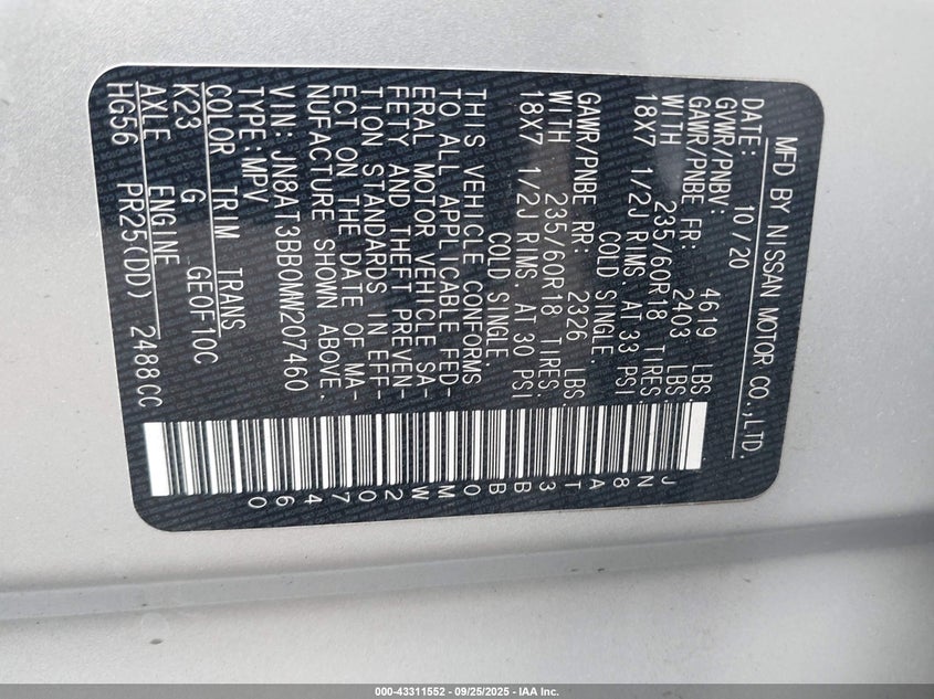 2021 NISSAN ROGUE SV INTELLIGENT AWD - JN8AT3BB0MW207460