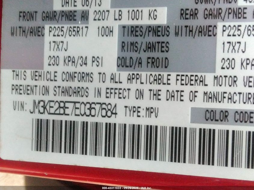 2014 Mazda Cx-5 Sport VIN: JM3KE2BE7E0367684 Lot: 43311833