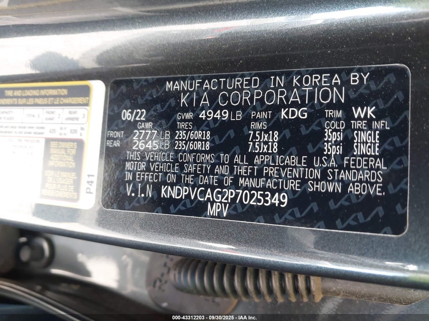 VIN KNDPVCAG2P7025349 2023 KIA SPORTAGE HYBRID EX