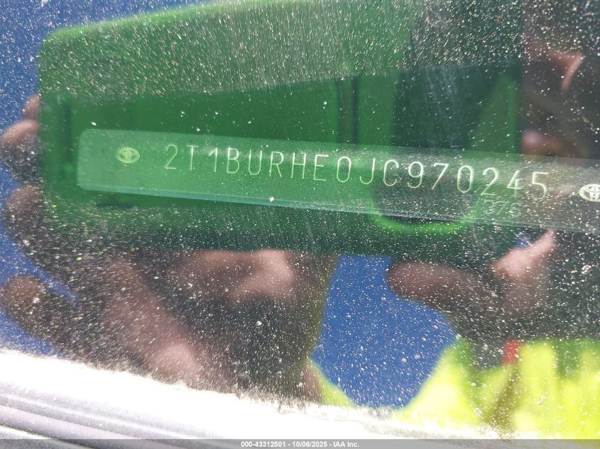 2018 Toyota Corolla Se VIN: 2T1BURHE0JC970245 Lot: 43312501