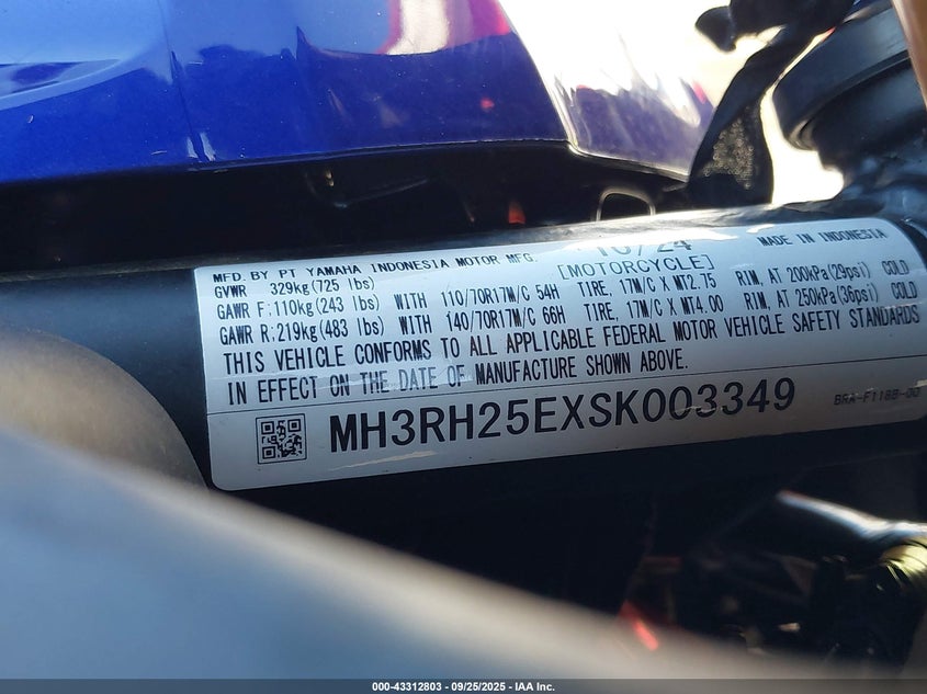 2025 YAMAHA YFZ320 A MH3RH25EXSK003349