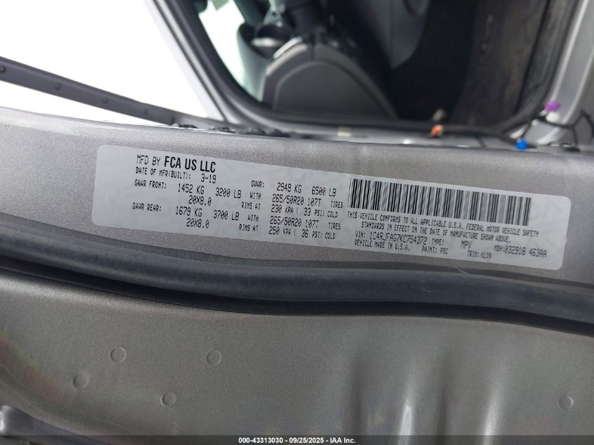 2019 Jeep Grand Cherokee Altitude 4X4 VIN: 1C4RJFAG7KC754372 Lot: 43313030