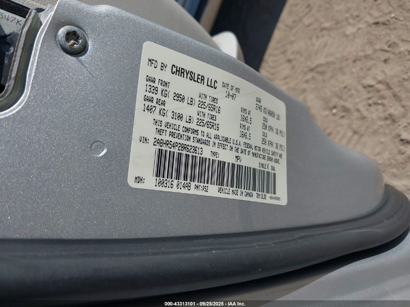 2008 Chrysler Town & Country Touring VIN: 2A8HR54P28R623613 Lot: 43313101