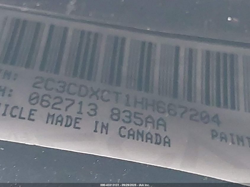 2017 Dodge Charger R/T Rwd VIN: 2C3CDXCT1HH667204 Lot: 43313131