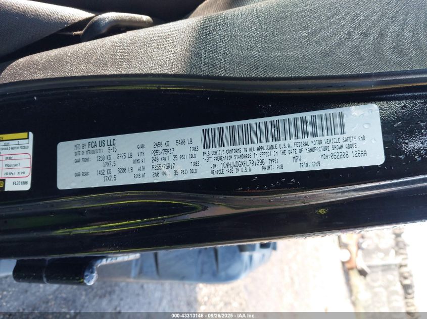 2015 Jeep Wrangler Unlimited Sport VIN: 1C4HJWDGXFL701386 Lot: 43313146