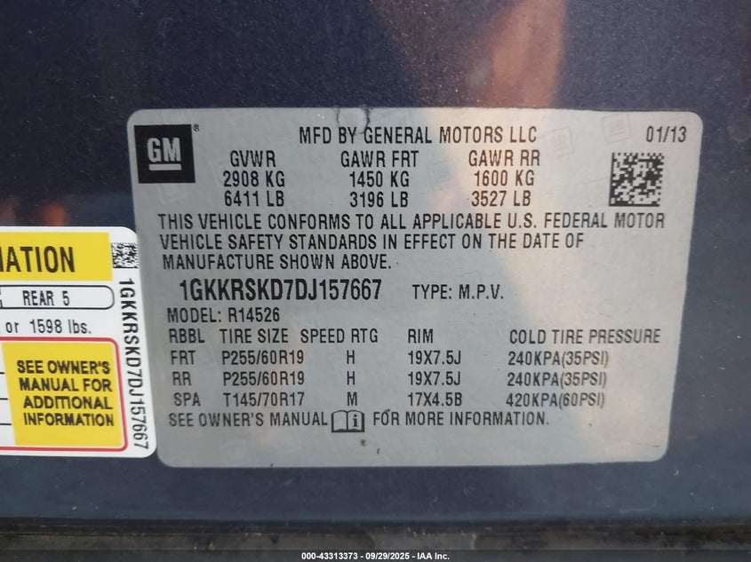 2013 GMC ACADIA SLT-2 - 1GKKRSKD7DJ157667