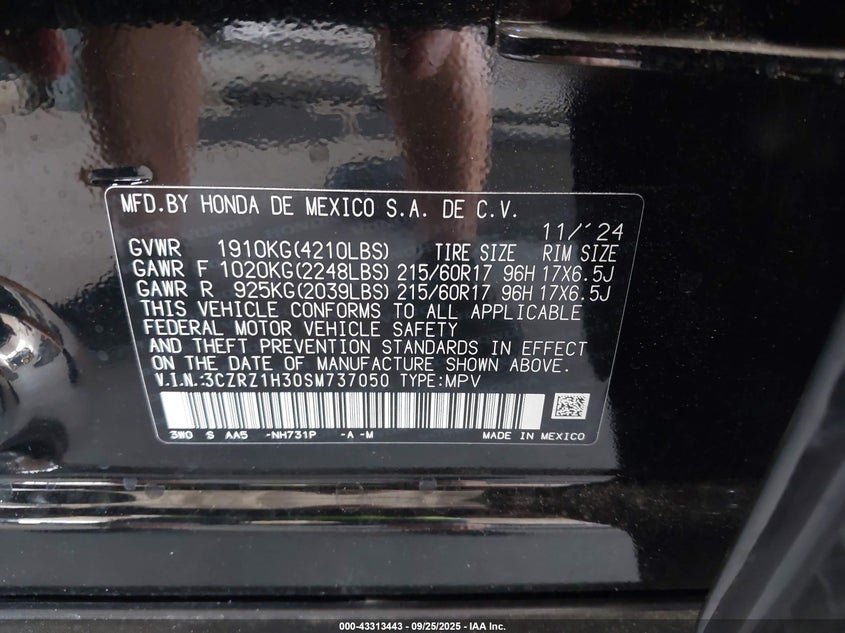 2025 HONDA HR-V 2WD LX - 3CZRZ1H30SM737050