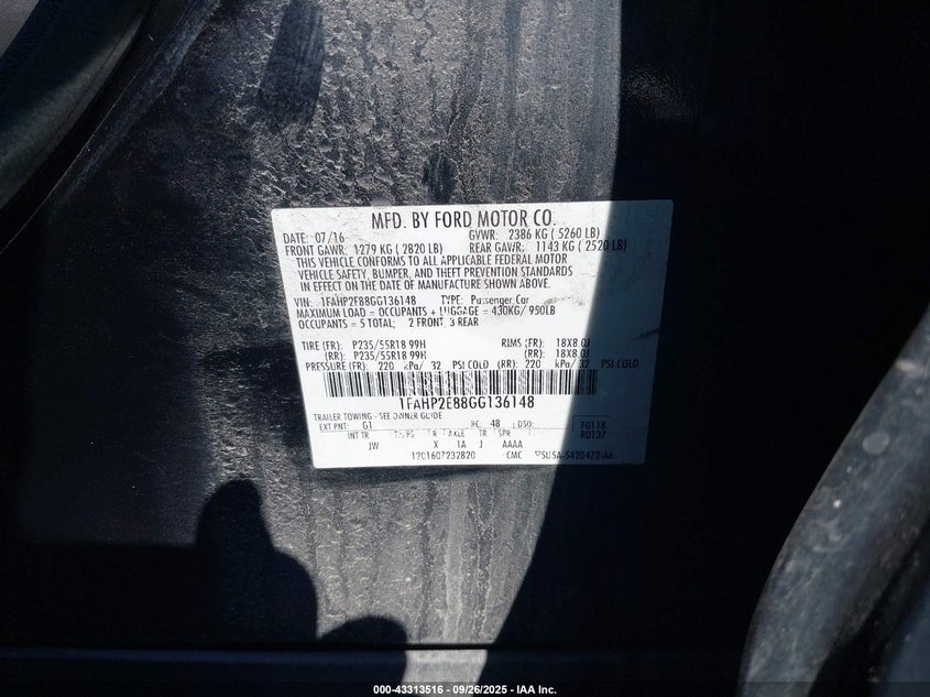 2016 FORD TAURUS SEL - 1FAHP2E88GG136148