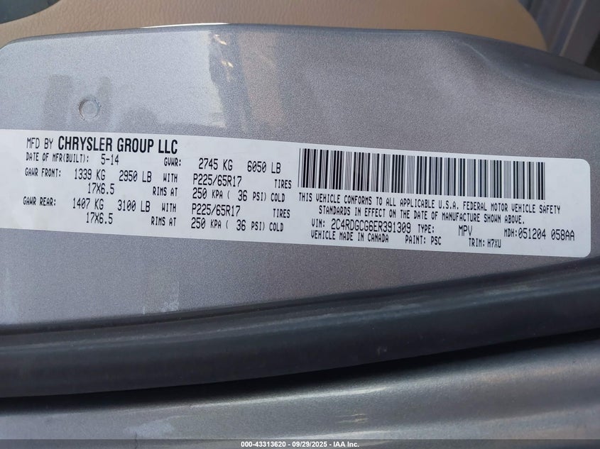 2014 DODGE GRAND CARAVAN SXT - 2C4RDGCG6ER391309