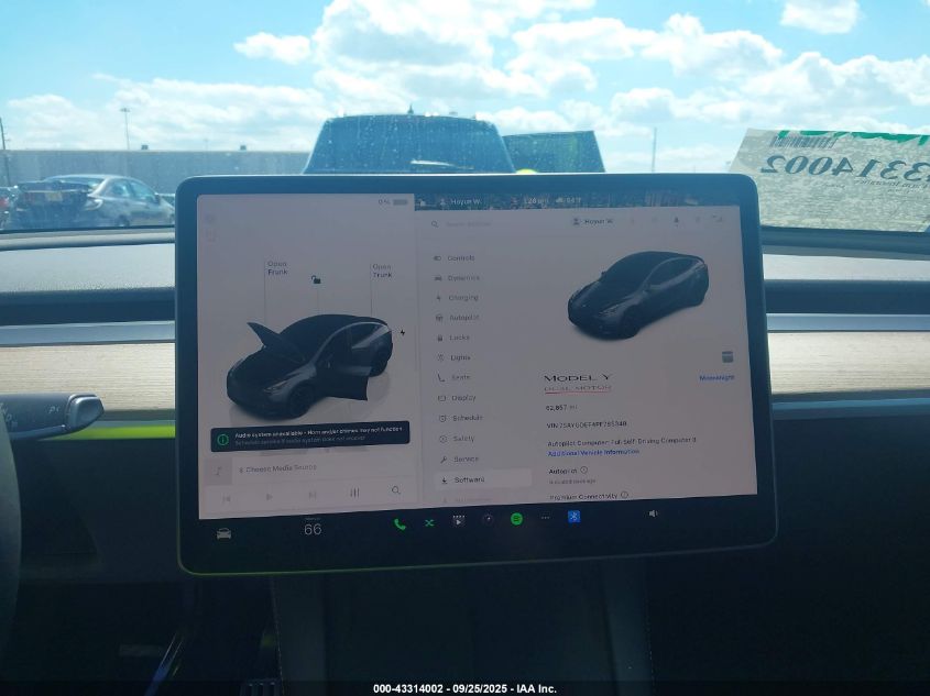 2023 Tesla Model Y Performance Dual Motor All-Wheel Drive VIN: 7SAYGDEF4PF785348 Lot: 43314002