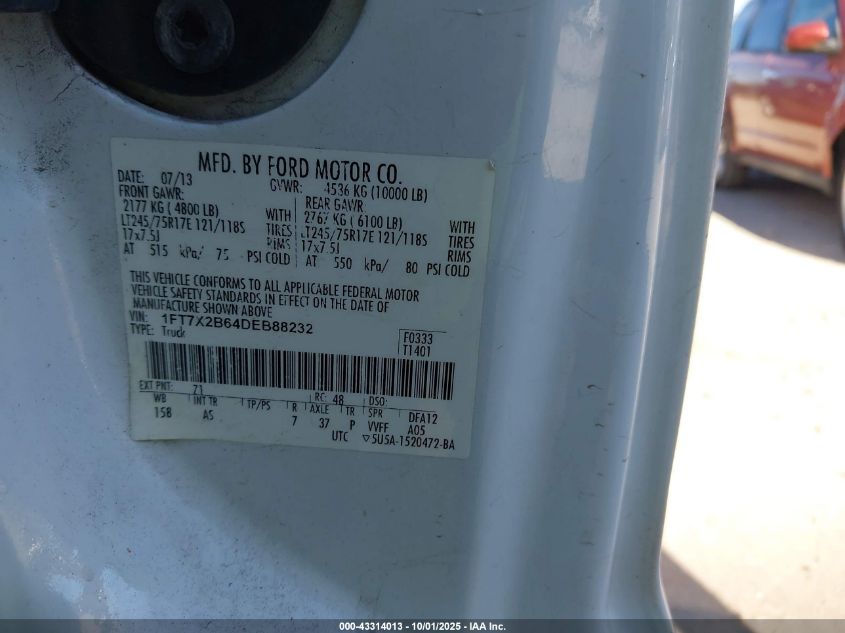 2013 Ford F-250 Xl VIN: 1FT7X2B64DEB88232 Lot: 43314013