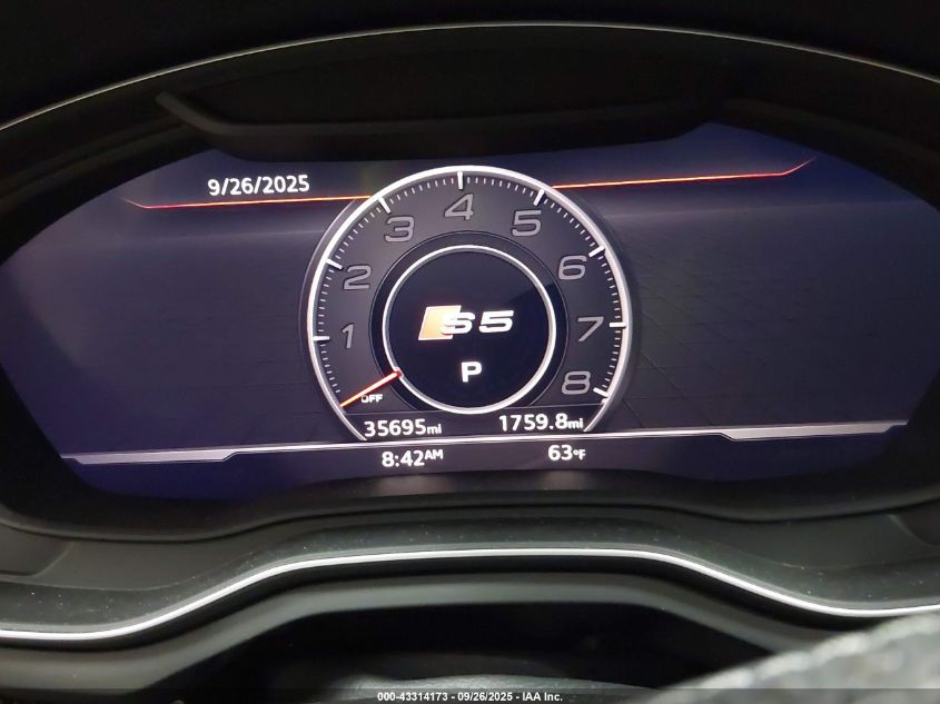 2018 Audi S5 3.0T Premium Plus VIN: WAUC4CF55JA101887 Lot: 43314173