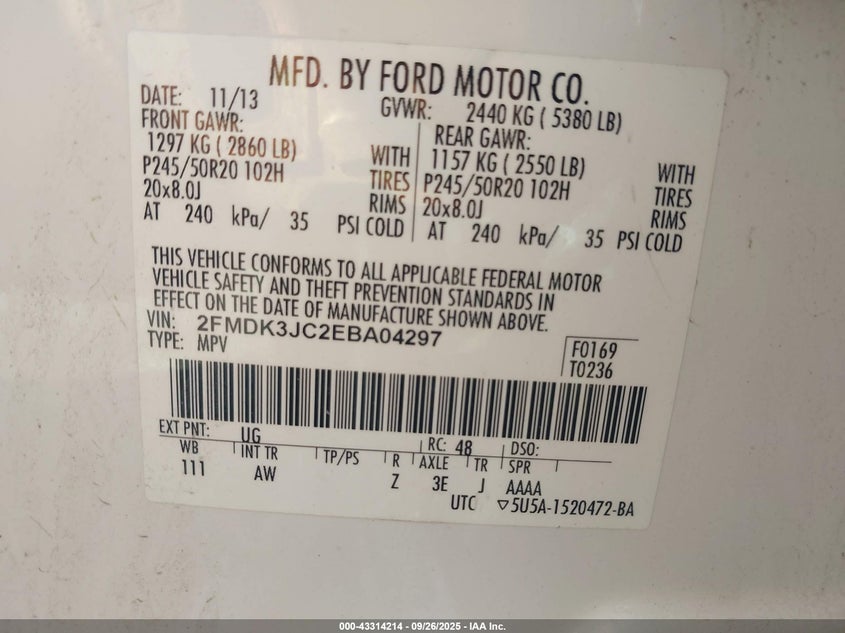 2014 FORD EDGE SEL - 2FMDK3JC2EBA04297