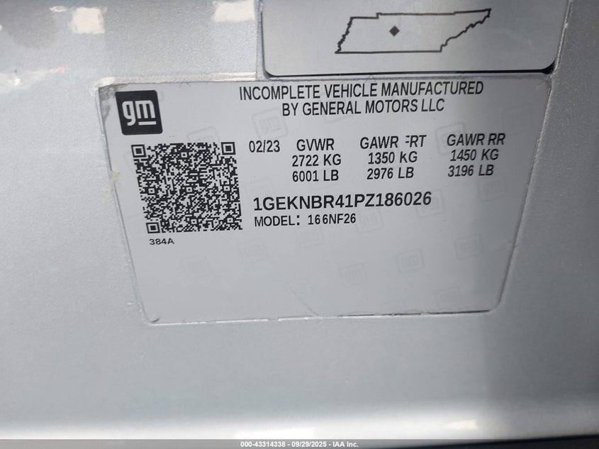 2023 Cadillac Xt5 Awd Luxury VIN: 1GEKNBR41PZ186026 Lot: 43314338