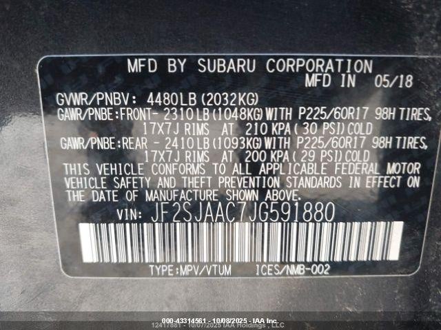 JF2SJAAC7JG591880 2018 SUBARU FORESTER photo no. 11