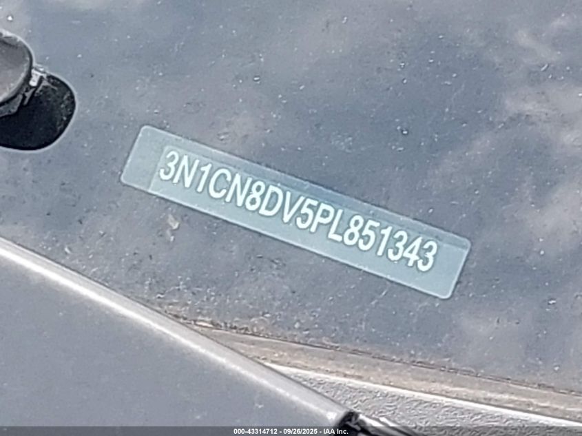 2023 Nissan Versa 1.6 S Xtronic Cvt VIN: 3N1CN8DV5PL851343 Lot: 43314712