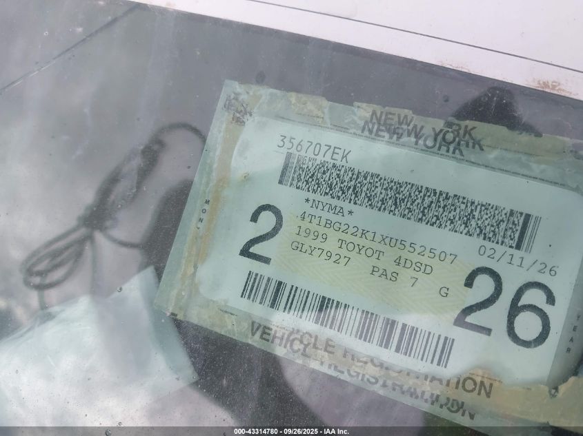 1999 Toyota Camry Ce VIN: 4T1BG22K1XU552507 Lot: 43314780