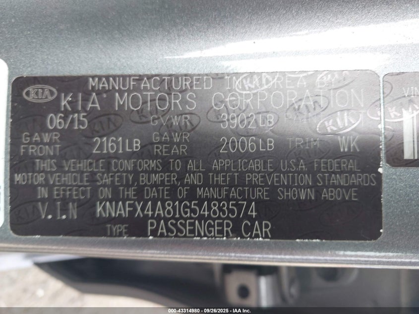 2016 KIA FORTE EX - KNAFX4A81G5483574