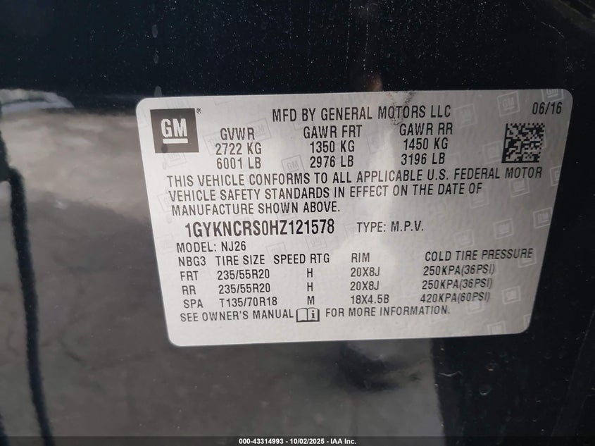 2017 CADILLAC XT5 PREMIUM LUXURY - 1GYKNCRS0HZ121578