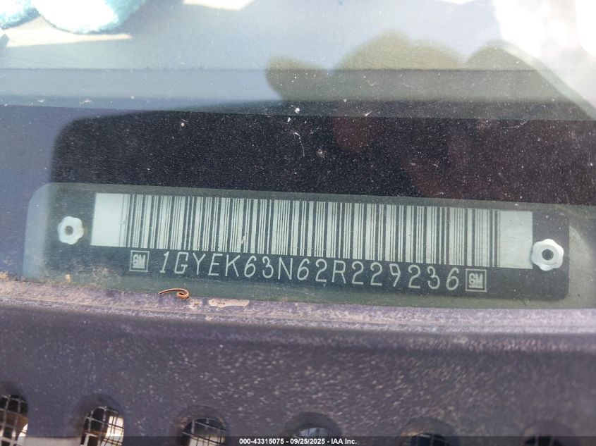 2002 Cadillac Escalade Standard VIN: 1GYEK63N62R229236 Lot: 43315075