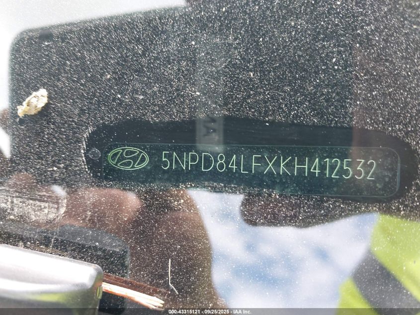 2019 Hyundai Elantra Sel VIN: 5NPD84LFXKH412532 Lot: 43315121