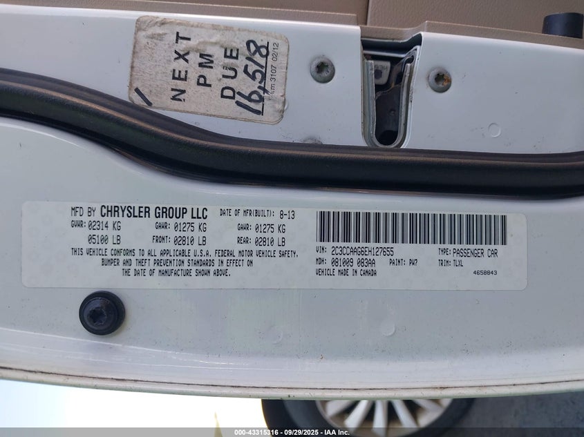 2014 CHRYSLER 300 - 2C3CCAAG6EH127655