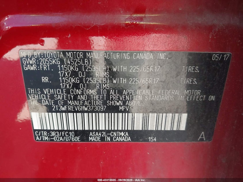 2017 TOYOTA RAV4 XLE - 2T3WFREV6HW373097